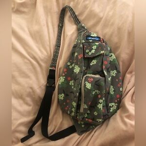 KAVU Mini Rope Bag Cotton Crossbody Sling - Forest Blossom print